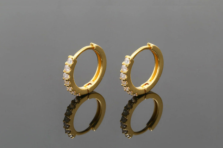 [W] CH4022-Gold Plated (10pairs)-14mm CZ Round Lever Back Earrings-Earring Component-Nickel Free, [PRODUCT_SEARCH_KEYWORD], JEWELFINGER-INBEAD, [CURRENT_CATE_NAME]