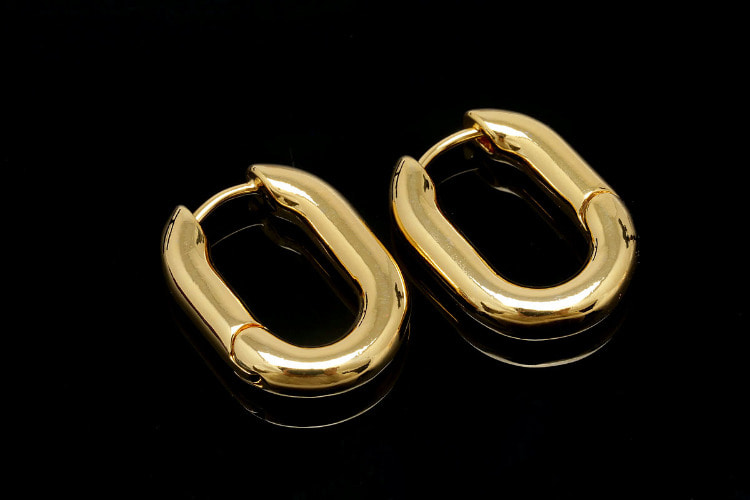 [W] F178-Gold Plated (10pairs)-16*22mm Bold Oval Lever Back Earrings-4mm Thickness Simple Earrings-Nickel Free, [PRODUCT_SEARCH_KEYWORD], JEWELFINGER-INBEAD, [CURRENT_CATE_NAME]