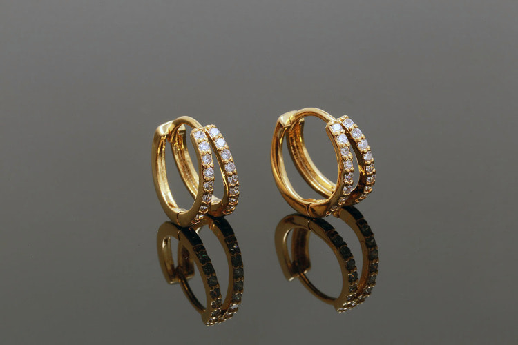 [W] CH4036-Gold Plated (10pairs)-2 Line CZ Lever Back Earrings-Nickel Free, [PRODUCT_SEARCH_KEYWORD], JEWELFINGER-INBEAD, [CURRENT_CATE_NAME]