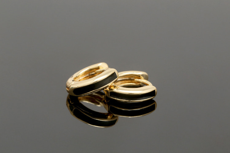 [W] CH6050-Gold Plated (10pairs)-12mm Black Epoxy Round Lever Back Earrings-Enamel Earrings-Nickel Free, [PRODUCT_SEARCH_KEYWORD], JEWELFINGER-INBEAD, [CURRENT_CATE_NAME]