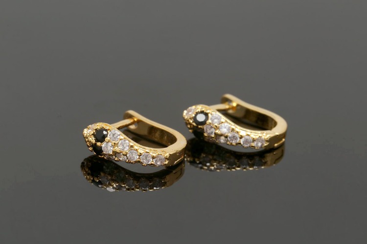 [W] CH7001-Gold Plated-(10pairs)-12mm Black Eye CZ Snake Lever Back Earrings-Nickel Free, [PRODUCT_SEARCH_KEYWORD], JEWELFINGER-INBEAD, [CURRENT_CATE_NAME]