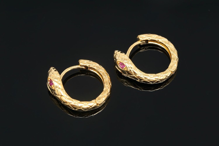[W] CH7003-Gold Plated-(10pairs)-16.5mm Red Eye Snake Lever Back Earrings-Nickel Free, [PRODUCT_SEARCH_KEYWORD], JEWELFINGER-INBEAD, [CURRENT_CATE_NAME]