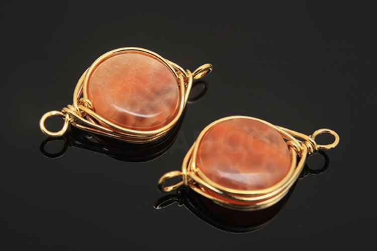 [W] G529-Gold Plated-(20pcs)-Carnelian Connecter-Gemstone Pendant-Wholesale Gemstone, [PRODUCT_SEARCH_KEYWORD], JEWELFINGER-INBEAD, [CURRENT_CATE_NAME]