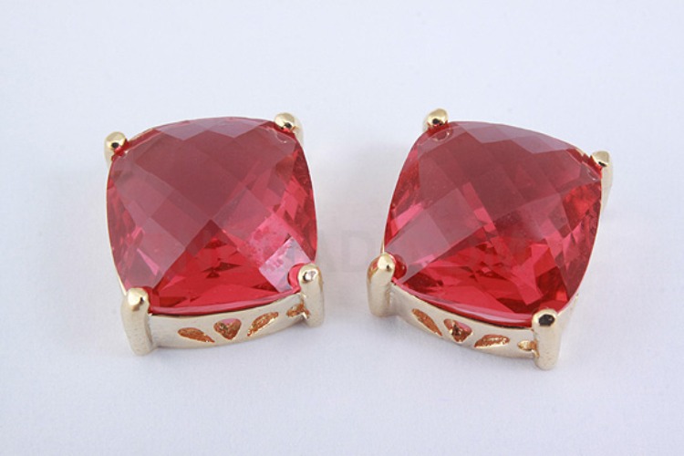 [W] S1043-Gold Plated-(20pcs)-Ruby Glass Faceted Square Charms-10mm Square Framed Glass Ruby-Wholesale Glass, [PRODUCT_SEARCH_KEYWORD], JEWELFINGER-INBEAD, [CURRENT_CATE_NAME]