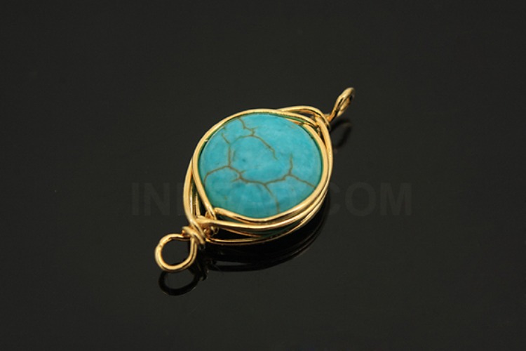 [W] G550-Gold Plated-(20pcs)-Turquoise Connecter-Gemstone Pendant-Wholesale Gemstone, [PRODUCT_SEARCH_KEYWORD], JEWELFINGER-INBEAD, [CURRENT_CATE_NAME]
