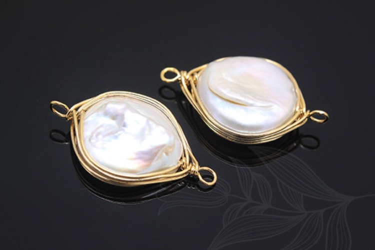[W] G535-Gold Plated-(10pcs)-Water Pearl Connecter-Random Shape, Random Size Pendant-Wholesale Gemstone, [PRODUCT_SEARCH_KEYWORD], JEWELFINGER-INBEAD, [CURRENT_CATE_NAME]