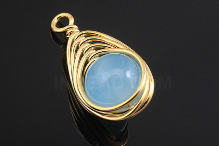 [W] G515-Gold Plated-(10pcs)-Blue Jade Pendant-Gemstone Pendant-Wholesale Gemstone, [PRODUCT_SEARCH_KEYWORD], JEWELFINGER-INBEAD, [CURRENT_CATE_NAME]