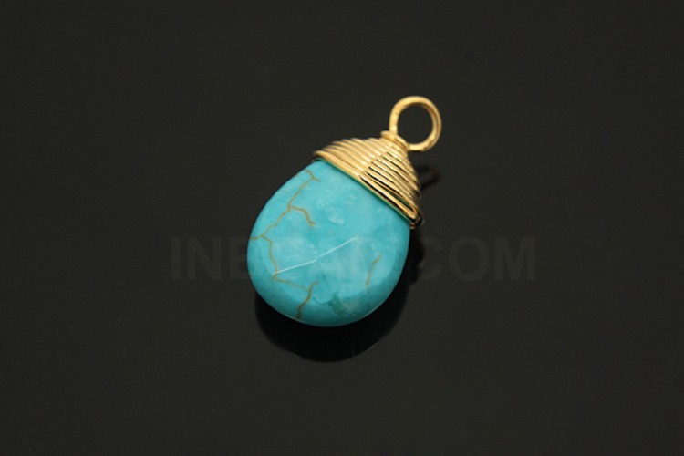 [W] G546-Gold Plated-(20pcs)-Turquoise Drop Pendant-Gemstone Pendant-Wholesale Gemstone, [PRODUCT_SEARCH_KEYWORD], JEWELFINGER-INBEAD, [CURRENT_CATE_NAME]
