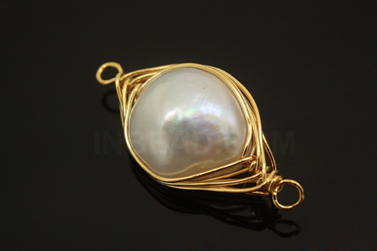 [W] G575-Gold Plated-(10cps)-Water Pearl Connecter-Random Shape, Random Size Pendant-Wholesale Gemstone, [PRODUCT_SEARCH_KEYWORD], JEWELFINGER-INBEAD, [CURRENT_CATE_NAME]