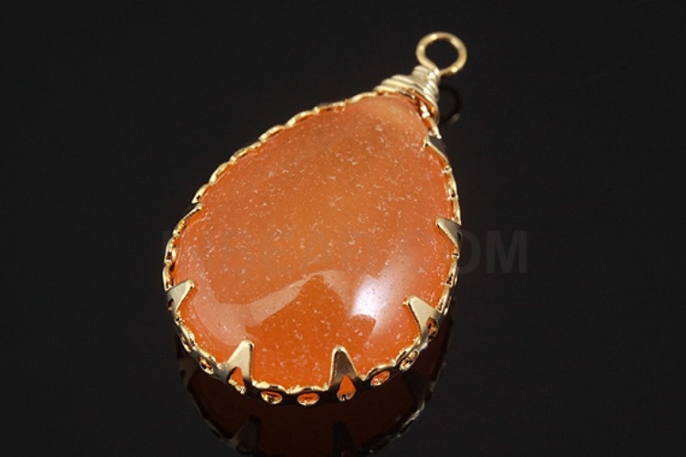 [W] G505-Gold Plated-(10piece)-Orange Jade-Gemstone Drop Pendant-Wholesale Gemstone, [PRODUCT_SEARCH_KEYWORD], JEWELFINGER-INBEAD, [CURRENT_CATE_NAME]
