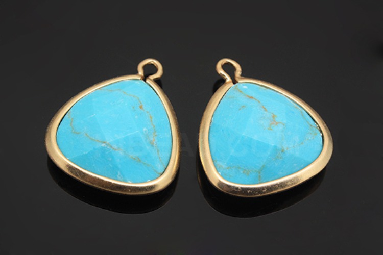 [W] S1051-Matt Gold Plated-(20pcs)-Turquoise Pendants-Framed Turquoise-Wholesale Gemstone, [PRODUCT_SEARCH_KEYWORD], JEWELFINGER-INBEAD, [CURRENT_CATE_NAME]