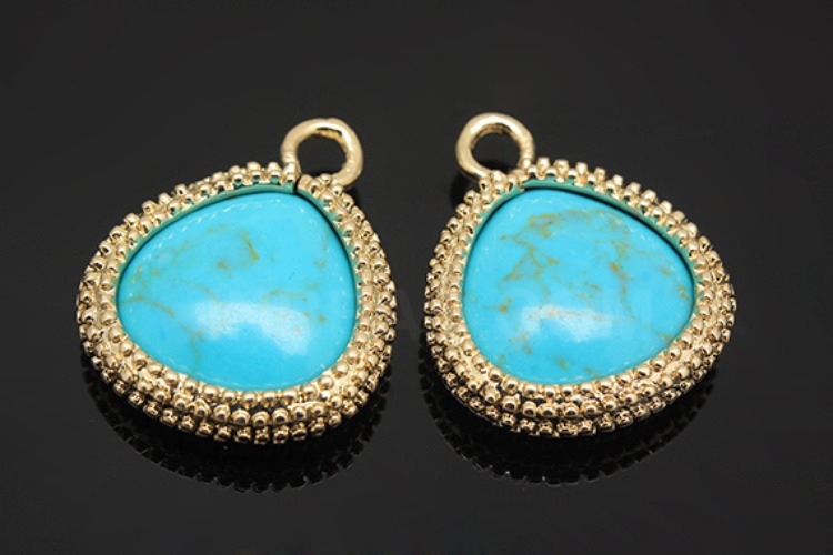 [W] S1049-Matt Gold Plated-(20pcs)-Turquoise Pendants-15.5*19mm Framed Turquoise-Wholesale Gemstone, [PRODUCT_SEARCH_KEYWORD], JEWELFINGER-INBEAD, [CURRENT_CATE_NAME]