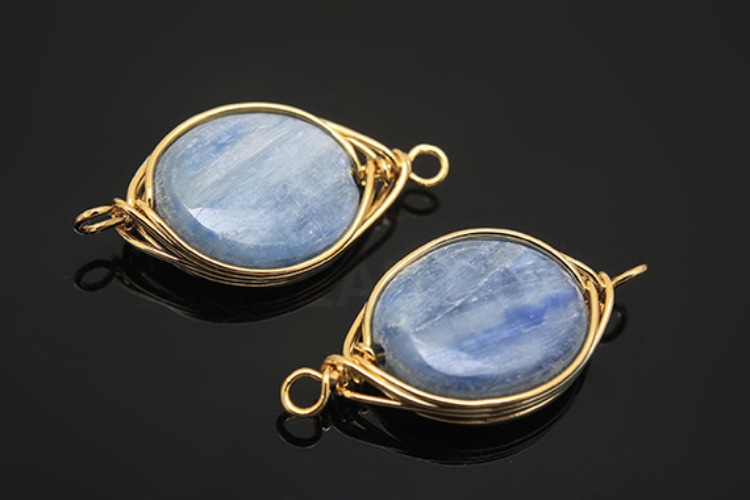[W] G533-Gold Plated-(20pcs)-Kyanite Connecter-Gemstone Pendant-Wholesale Gemstone, [PRODUCT_SEARCH_KEYWORD], JEWELFINGER-INBEAD, [CURRENT_CATE_NAME]
