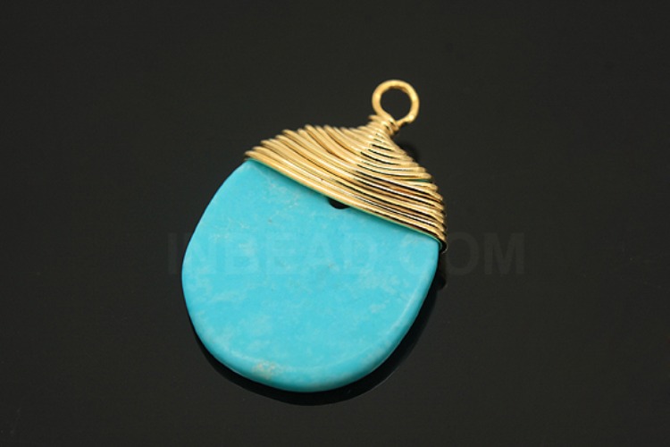 [W] G548-Gold Plated-(20pcs)-Turquoise Drop Pendant-Gemstone Pendant-Wholesale Gemstone, [PRODUCT_SEARCH_KEYWORD], JEWELFINGER-INBEAD, [CURRENT_CATE_NAME]