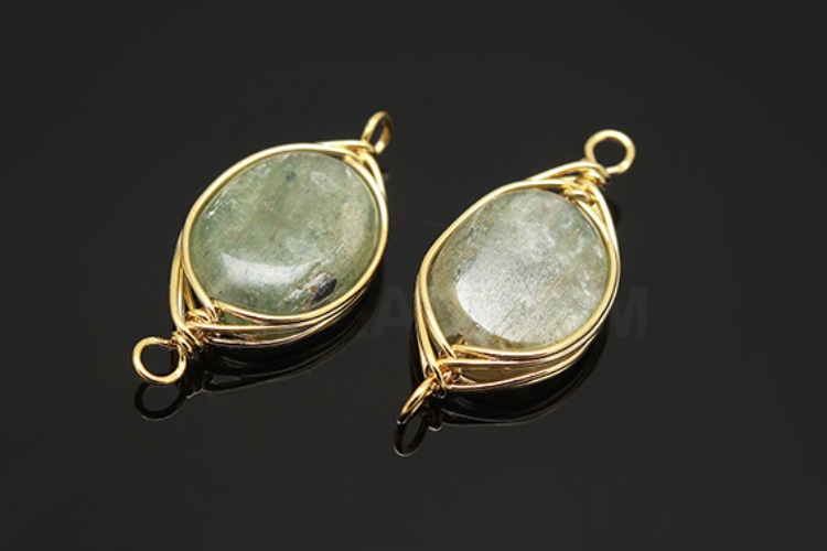 [W] G541-Gold Plated-(20pcs)-Green Kyanite Connecter-Gemstone Pendant-Wholesale Gemstone, [PRODUCT_SEARCH_KEYWORD], JEWELFINGER-INBEAD, [CURRENT_CATE_NAME]