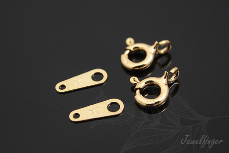 [W] K040-Gold Plated-(40set)-Spring Ring Clasp With Taps-Lock Finding-Wholesale Silver Clasps, [PRODUCT_SEARCH_KEYWORD], JEWELFINGER-INBEAD, [CURRENT_CATE_NAME]