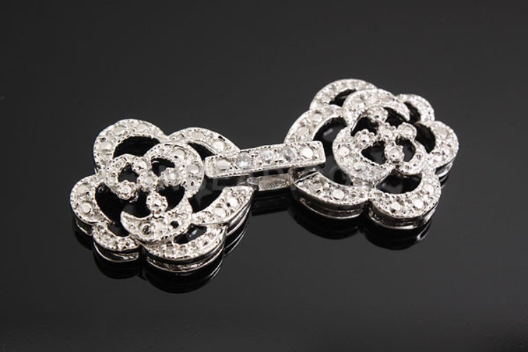 [W] K1051-Rhodium Plated-(5pcs)-CZ Clasps-Flower-Wholesale Silver Clasps, [PRODUCT_SEARCH_KEYWORD], JEWELFINGER-INBEAD, [CURRENT_CATE_NAME]