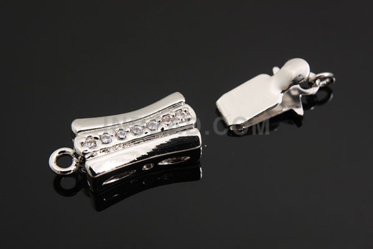 [W] K1059-Rhodium Plated-(10pcs)-CZ Clasps-Wholesale Silver Clasps, [PRODUCT_SEARCH_KEYWORD], JEWELFINGER-INBEAD, [CURRENT_CATE_NAME]