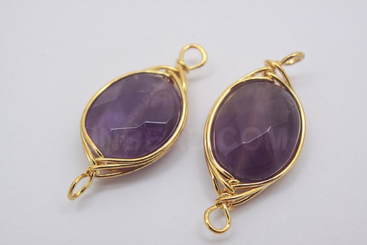 [W] G585-Gold Plated-(10pcs)-Amethyst Connecter-Gemstone Pendant-Wholesale Gemstone, [PRODUCT_SEARCH_KEYWORD], JEWELFINGER-INBEAD, [CURRENT_CATE_NAME]