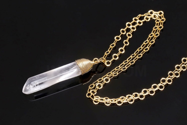 [W] M201-Gold Plated-(20pcs)-Natural Crystal Random Tube Pendant-Rock Crystal Pendant-Wholesale Gemstone, [PRODUCT_SEARCH_KEYWORD], JEWELFINGER-INBEAD, [CURRENT_CATE_NAME]