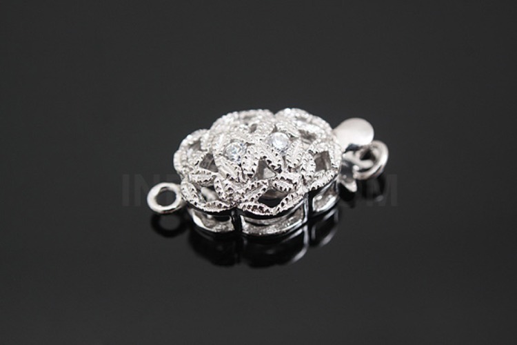 [W] K442-Rhodium Plated-(10pcs)-CZ Clasps-Wholesale Silver Clasps, [PRODUCT_SEARCH_KEYWORD], JEWELFINGER-INBEAD, [CURRENT_CATE_NAME]