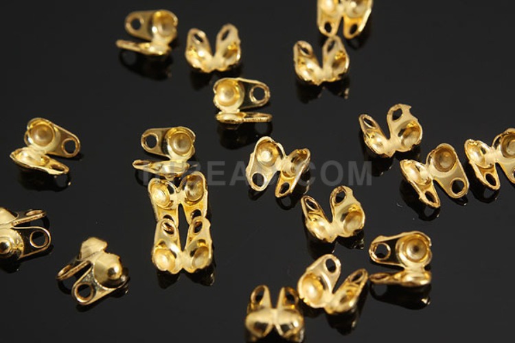 [W] K648-Gold Plated-(100pcs)-Ball Chain Connectors Clasps-Crimp Type-Wholesale Silver Zip, [PRODUCT_SEARCH_KEYWORD], JEWELFINGER-INBEAD, [CURRENT_CATE_NAME]