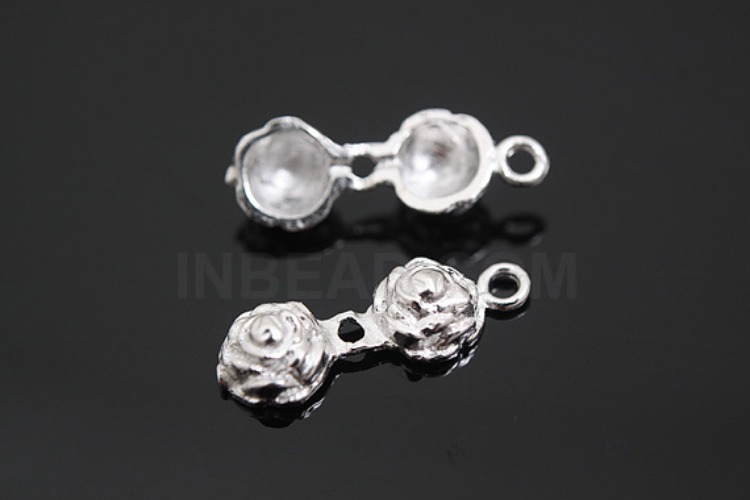 [W] K364-Rhodium Plated-(10pcs)-Rose Zip-End Tip Cove-Bead Tip Clamshells-Fold Over Crimp Bead-Knot Tip Cover Ends-Knot Covers-Wholesale Silver Zip, [PRODUCT_SEARCH_KEYWORD], JEWELFINGER-INBEAD, [CURRENT_CATE_NAME]