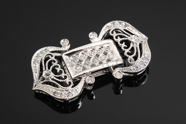 [W] K1055-Rhodium Plated-(5pcs)-CZ Clasps-Wholesale Silver Clasps, [PRODUCT_SEARCH_KEYWORD], JEWELFINGER-INBEAD, [CURRENT_CATE_NAME]