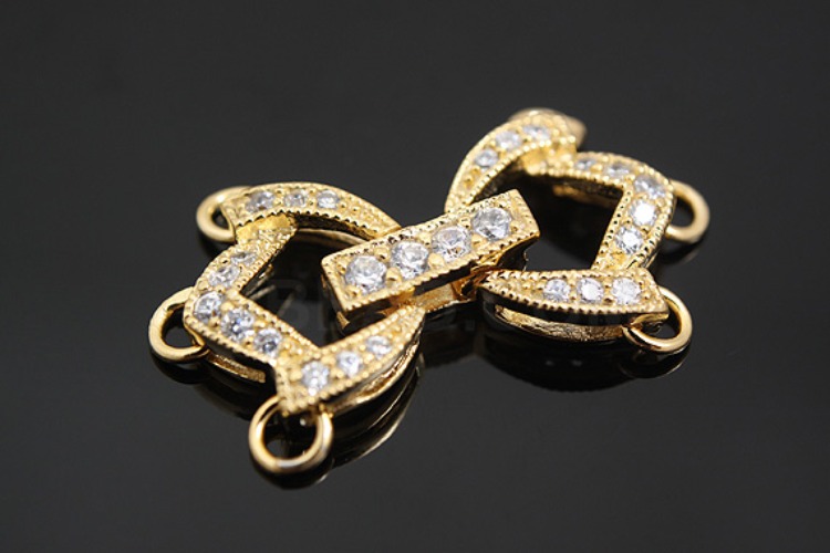 [W] K598-Gold Plated-(6pcs)-CZ Clasps-Wholesale Silver Clasps, [PRODUCT_SEARCH_KEYWORD], JEWELFINGER-INBEAD, [CURRENT_CATE_NAME]