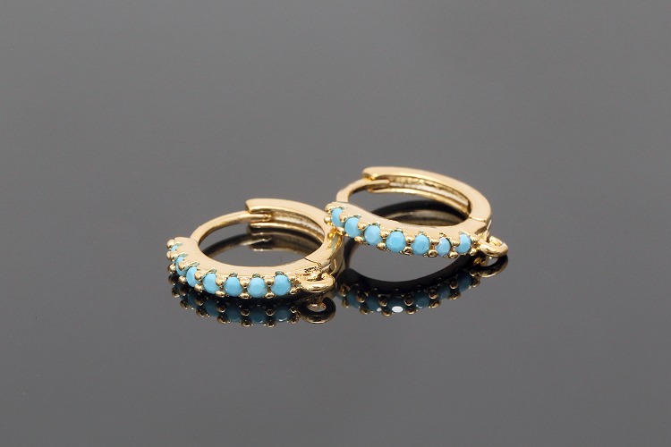 [W] CH2033-Gold Plated (10pairs)-15mm Turquoise Color CZ Round Lever Back Earrings-Nickel Free, [PRODUCT_SEARCH_KEYWORD], JEWELFINGER-INBEAD, [CURRENT_CATE_NAME]