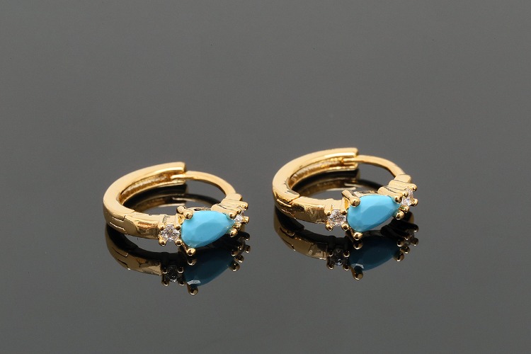 [W] CH2041-Gold Plated (10pairs)-11mm Turquoise Cubic Lever Back Earrings-Nickel Free, [PRODUCT_SEARCH_KEYWORD], JEWELFINGER-INBEAD, [CURRENT_CATE_NAME]
