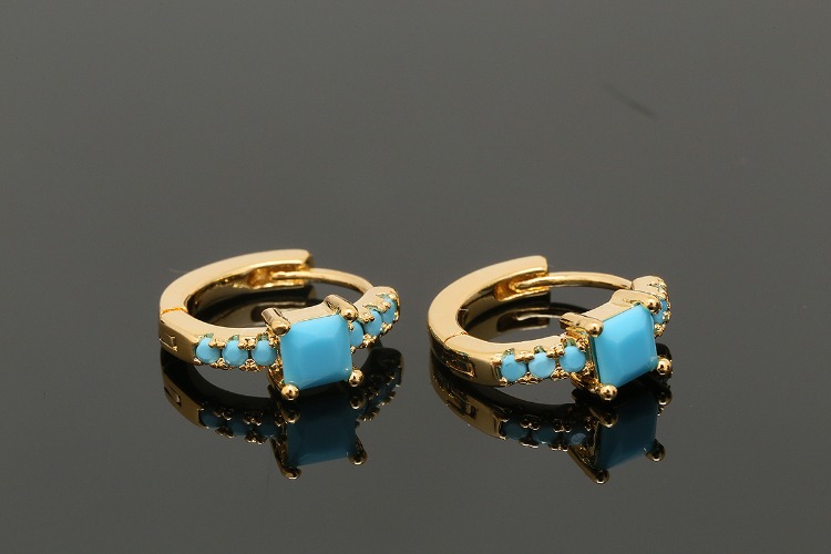 [W] CH2053-Gold Plated (10pairs)-Turquoise CZ Round Lever Back Earrings-Nickel Free, [PRODUCT_SEARCH_KEYWORD], JEWELFINGER-INBEAD, [CURRENT_CATE_NAME]