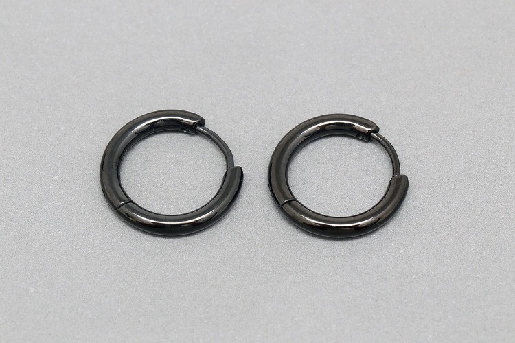 [W] CH2059-Black Plated-(10pairs)-16mm Round Lever Back Earrings -Stainless Steel Unisex Black Earrings-Nickel Free, [PRODUCT_SEARCH_KEYWORD], JEWELFINGER-INBEAD, [CURRENT_CATE_NAME]