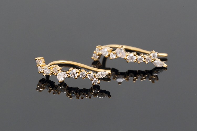 [W] CH2075-Gold Plated (10pairs)-CZ Ear Climbers-Cubic Earrings-Simple Ear Cuff-Nickel Free, [PRODUCT_SEARCH_KEYWORD], JEWELFINGER-INBEAD, [CURRENT_CATE_NAME]