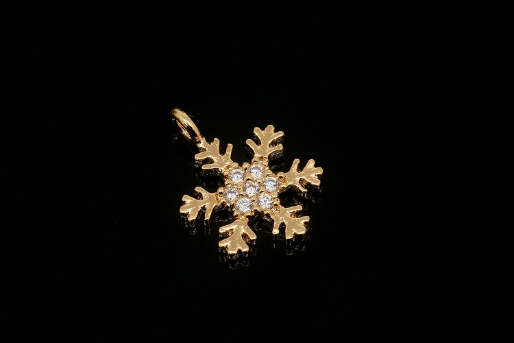 H488-Gold Plated-(2pcs)-14*10mm Snow Flake Charm-Cubic Snow Flake Pendant-Wholesale Charms, [PRODUCT_SEARCH_KEYWORD], JEWELFINGER-INBEAD, [CURRENT_CATE_NAME]