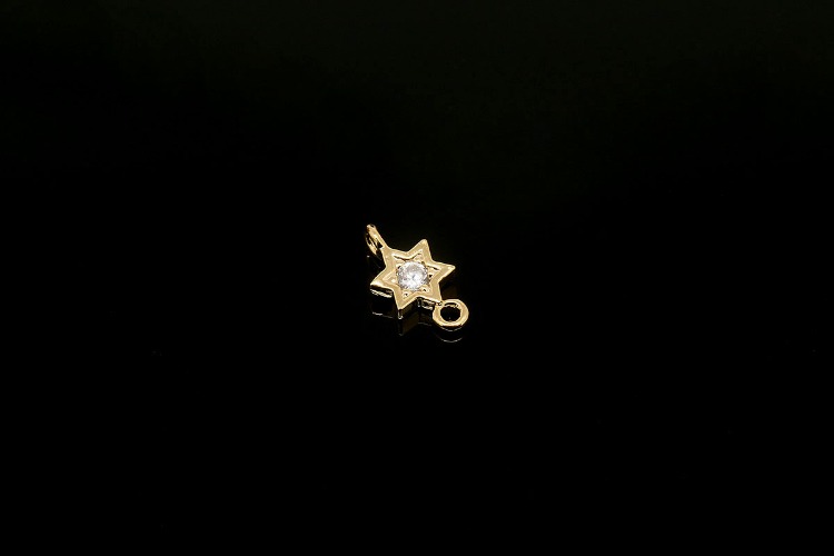 M946-Gold Plated-(2pcs)-8*4mm Tiny Star Cubic Charms-2 Loop CZ Star Connectors-Wholesale Connectors, [PRODUCT_SEARCH_KEYWORD], JEWELFINGER-INBEAD, [CURRENT_CATE_NAME]