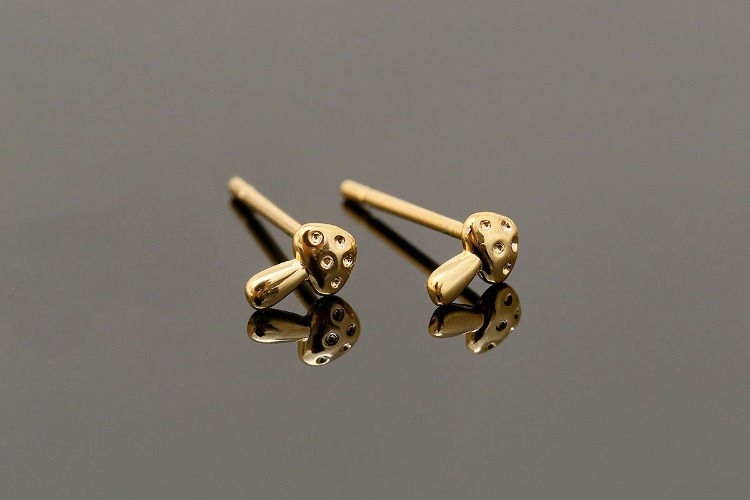 CH6080-Gold Plated-(1pairs)-6*4mm Tiny Mushroom Earrings-Nickel Free, [PRODUCT_SEARCH_KEYWORD], JEWELFINGER-INBEAD, [CURRENT_CATE_NAME]