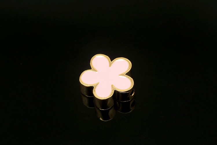 H416-Gold Plated-(1piece)-9mm Pink Epoxy Clover Charms-Tiny Clover Beads-Wholesale Metal Beads, [PRODUCT_SEARCH_KEYWORD], JEWELFINGER-INBEAD, [CURRENT_CATE_NAME]