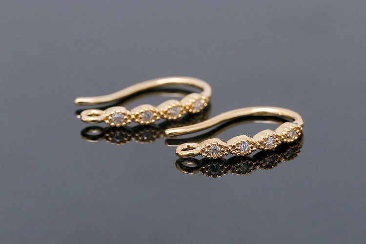 CH6091-Gold Plated (1pairs)-16*2mm CZ Earrings-Wedding Bridal Earrings-Nickel Free, [PRODUCT_SEARCH_KEYWORD], JEWELFINGER-INBEAD, [CURRENT_CATE_NAME]
