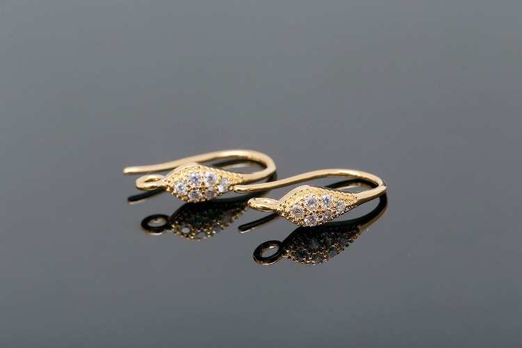CH6094-Gold Plated (1pairs)-14*3.5mm CZ Earrings-Wedding Bridal Earrings-Nickel Free, [PRODUCT_SEARCH_KEYWORD], JEWELFINGER-INBEAD, [CURRENT_CATE_NAME]