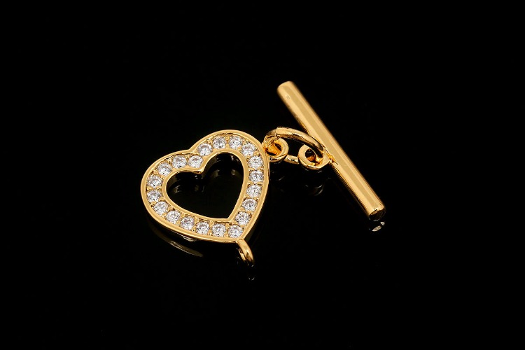 TG016-Gold Plated (1piece)-CZ Heart Toggle Bar Clasp-Clasp Pendant-Basic Component, [PRODUCT_SEARCH_KEYWORD], JEWELFINGER-INBEAD, [CURRENT_CATE_NAME]