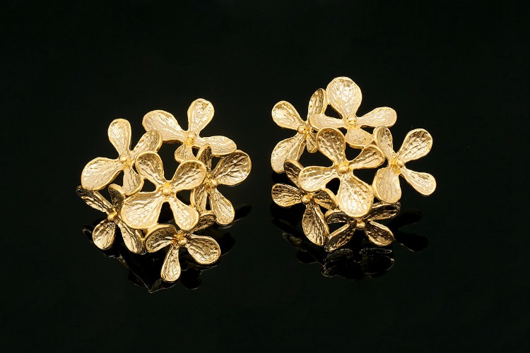 [W] E708-Matt Gold Plated (10pairs)-Bouquet Post Earrings-Flower Earrings-Silver Post, [PRODUCT_SEARCH_KEYWORD], JEWELFINGER-INBEAD, [CURRENT_CATE_NAME]