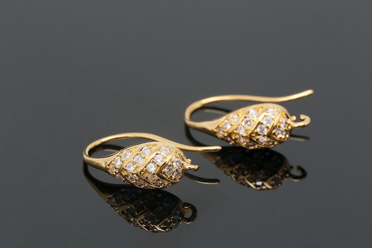 CH6090-Gold Plated (1pairs)-20*6mm CZ Earrings-Wedding Bridal Earrings-Nickel Free, [PRODUCT_SEARCH_KEYWORD], JEWELFINGER-INBEAD, [CURRENT_CATE_NAME]
