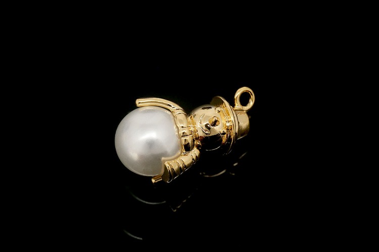 E640-Gold Plated-(1piece)-15*10mm Pearl Snowman Charms-Tiny Snowman Pendant-Christmas Pendant-Wholesale Charms, [PRODUCT_SEARCH_KEYWORD], JEWELFINGER-INBEAD, [CURRENT_CATE_NAME]