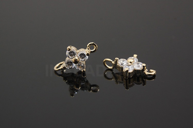 [W] K612-Gold Plated-(20pcs)-CZ Flower Silver-Wholesale Silver Connects, [PRODUCT_SEARCH_KEYWORD], JEWELFINGER-INBEAD, [CURRENT_CATE_NAME]