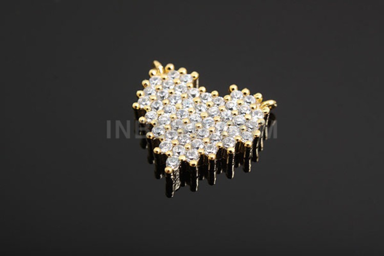 K355-Gold Plated-(1piece)-CZ Heart Component-Wholesale Silver Pendants, [PRODUCT_SEARCH_KEYWORD], JEWELFINGER-INBEAD, [CURRENT_CATE_NAME]