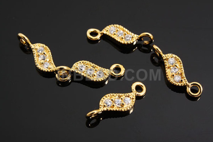 K616-Gold Plated-(1piece)-CZ Wave Silver Connects-Wholesale Silver Connects, [PRODUCT_SEARCH_KEYWORD], JEWELFINGER-INBEAD, [CURRENT_CATE_NAME]