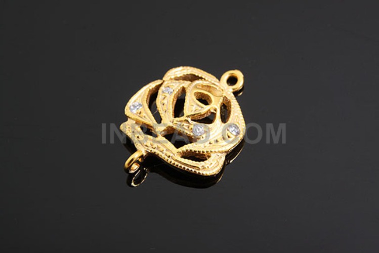 K661-Gold Plated-(1piece)-CZ Rose Silver Connects-Wholesale Silver Connects, [PRODUCT_SEARCH_KEYWORD], JEWELFINGER-INBEAD, [CURRENT_CATE_NAME]