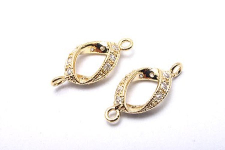 [W] K620-Gold Plated-(10pcs)-7*14.5mm CZ Silver Connects-Wholesale Silver Connects, [PRODUCT_SEARCH_KEYWORD], JEWELFINGER-INBEAD, [CURRENT_CATE_NAME]