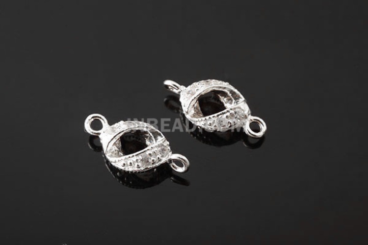 [W] K554-Rhodium Plated-(20pcs)-5.4*11mm CZ Silver Connects-Wholesale Silver Connects, [PRODUCT_SEARCH_KEYWORD], JEWELFINGER-INBEAD, [CURRENT_CATE_NAME]